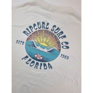 Rip Curl Surf Co Florida Graphic Print T Shirt Mens XL White Standard Fit Cotton